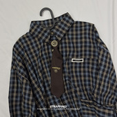 衬衫 STRAPPING领带格纹美式 咔叽INS棉质长袖 港风复古日系男女春秋