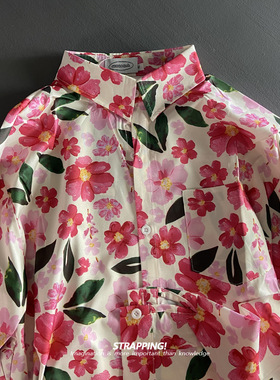 STRAPPING田园印象花卉碎花长袖花衬衫港风复古日系男女痞帅秋季