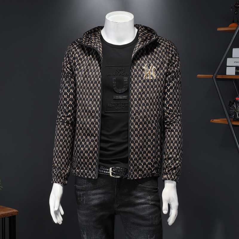 2023年新款男士修身印花连帽夹克钱塘5051JK3363P140，男装夹克，钱塘6025