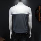 2024夏季新款拼接短袖POLO衫翻领男士潮流半袖T恤816P55假模灰，男装Polo衫，钱塘6025