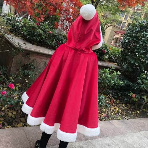 圣诞披风斗篷连帽披肩