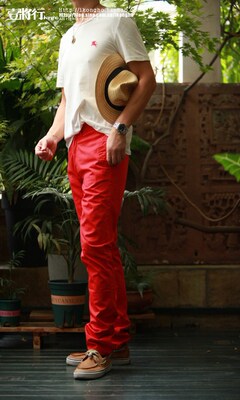 度假系水洗棉男式休闲长裤