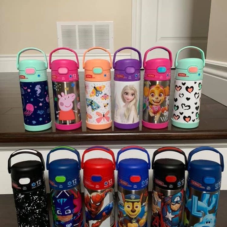 THERMOS/膳魔师儿童保温水杯吸管杯美人鱼公主宝宝粉红色米妮现货