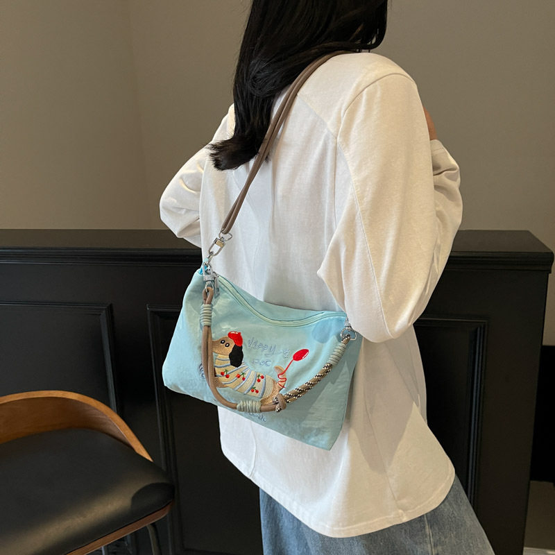日系腊肠狗刺绣尼龙布包潮流百搭手拎包轻便单肩包2025新款,箱包皮具/热销女包/男包,通用款女包,淘宝优惠券,粉丝福利购,淘宝优惠卷