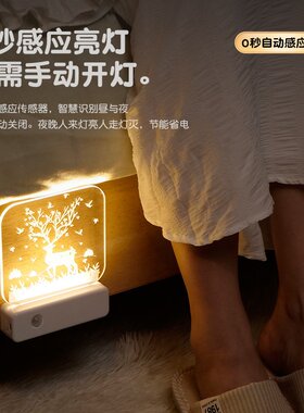 人体充电智能感应灯人走灯灭卫生间走廊夜用卧室起夜床头小夜灯