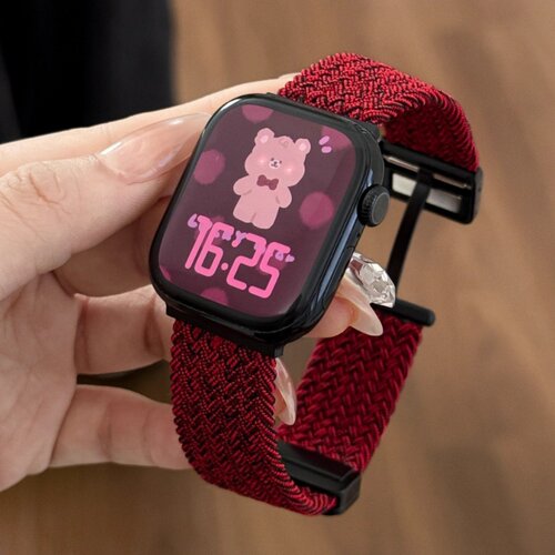 适用苹果S11手表表带iwatch10编织磁吸扣尼龙applewatch运动腕带