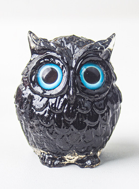 跨境天然水晶碎石滴胶猫头鹰办公