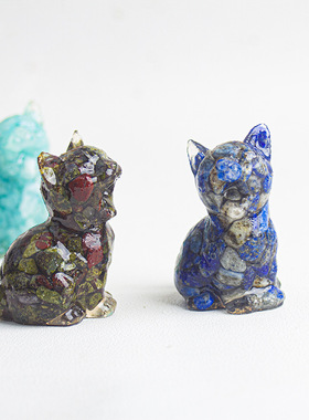 跨境天然水晶碎石滴胶动物办公室