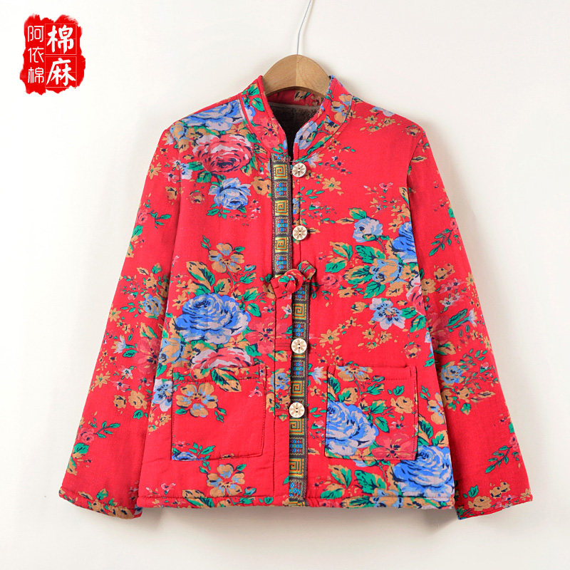 新款棉麻印花加绒棉衣外套女民族风显瘦气质中式棉布短款棉袄女装,女装/女士精品,棉衣/棉服,淘宝优惠券,粉丝福利购,淘宝优惠卷