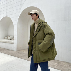 Winter new style men's cotton padded clothes thickened coat work clothes loose cotton clothes Hong Kong Style cool cotton padded jacket