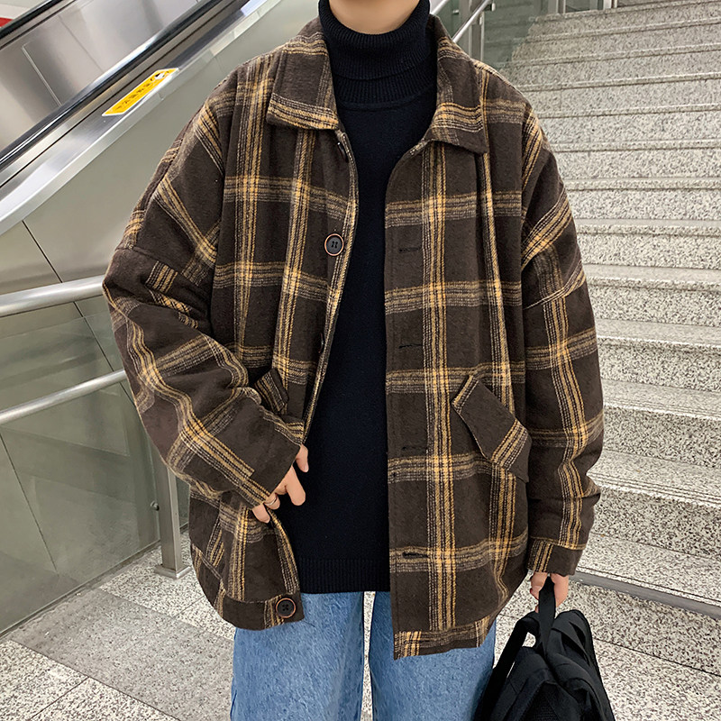 港风宽松棉衣男羊羔毛加厚保暖毛呢大衣潮流情侣短款外套508-P100,男装棉衣,电商A157-1
