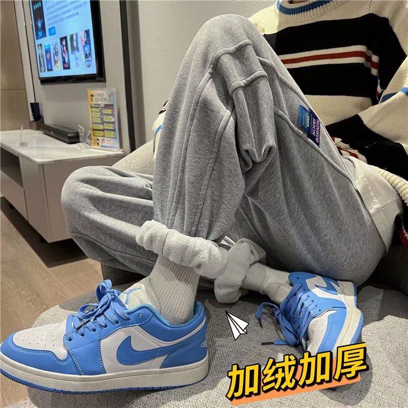 2023秋冬季加绒卫裤男宽松束脚裤帅气百搭休闲运动裤hk371p35,男装休闲裤,星座204-6