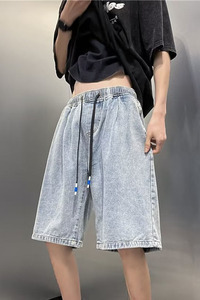 2023夏季休闲五分裤潮牌水洗牛仔短裤宽松五分裤男dk1642 p40图片