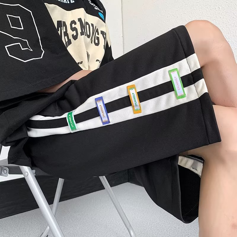 2023原宿运动短裤直筒潮纯色简约休闲五分裤男潮dk696p30,男装休闲裤,星座204-6
