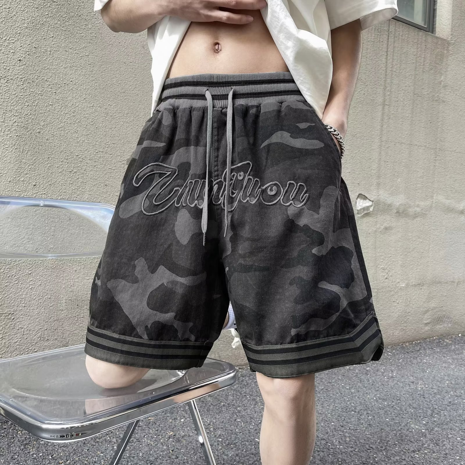 2024夏季韩版迷彩运动短裤男潮五分裤宽松休闲裤dk689p35,男装休闲裤,星座204-6