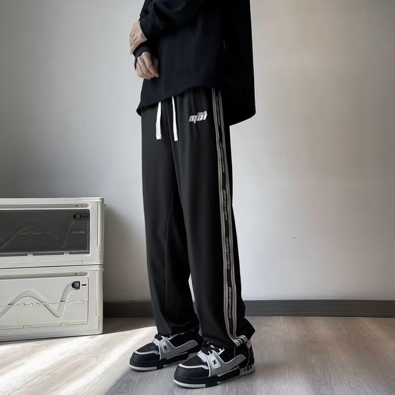 大码潮织带拼接设计感休闲卫裤秋季垂感拖地运动裤k206 p40图片