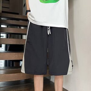 速干短裤男夏季薄款条纹撞色运动裤百搭休闲五分裤dk1059 p35图片