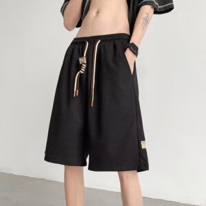 2024夏款韩版华夫格五分裤休闲短裤贴标慵懒宽松短裤男dk698 p25图片