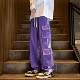 秋季工装裤男美式高街复古潮牌宽松阔腿休闲束脚长裤k520p45，男装休闲裤，星座204-6