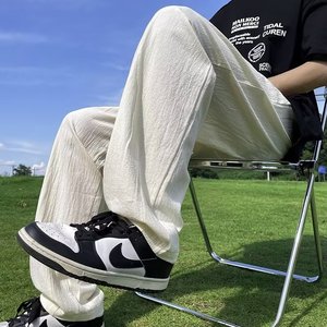 夏季高街潮牌休闲裤直筒裤宽松棉麻长裤运动卫裤潮k62 p35图片