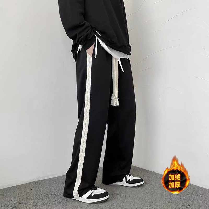 冬季加绒加厚直筒宽松运动裤男运动裤保暖休闲裤hk246p45,男装休闲裤,星座204-6
