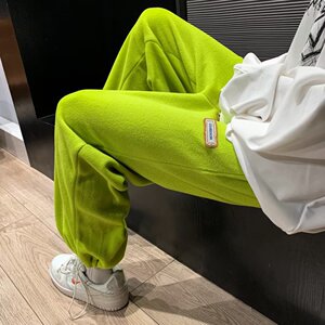 羊羔毛裤子男冬季潮宽松直筒运动裤束脚休闲卫裤K910 p45图片