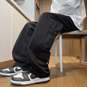 白色牛仔裤男美式复古高街直筒裤宽松痞帅中性休闲裤nk103 p50图片
