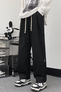 大码直筒水洗卫裤男女秋季潮牌百搭纯色休闲裤k030 p45图片