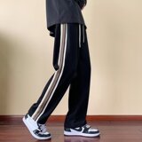 美式休闲卫裤男秋季拼色条纹重磅直筒阔腿垂感长裤潮k875p55，男装休闲裤，星座204-6