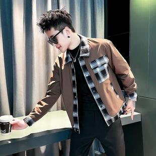 网图春季拼接夹克男韩版潮流休闲百搭宽松外套男jk37 p60