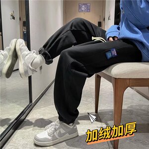 2023秋冬季加绒卫裤男宽松束脚裤帅气百搭休闲运动裤hk371 p35图片