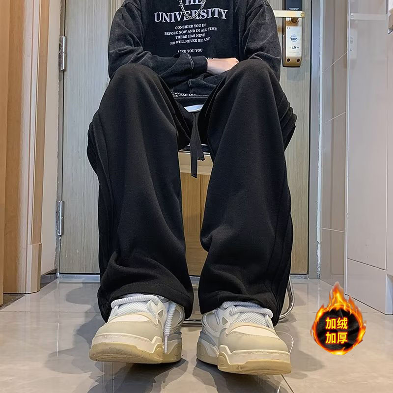 日系男冬季潮流宽松直筒休闲裤卫裤百搭抽绳长裤潮hk18p45,男装休闲裤,星座204-6