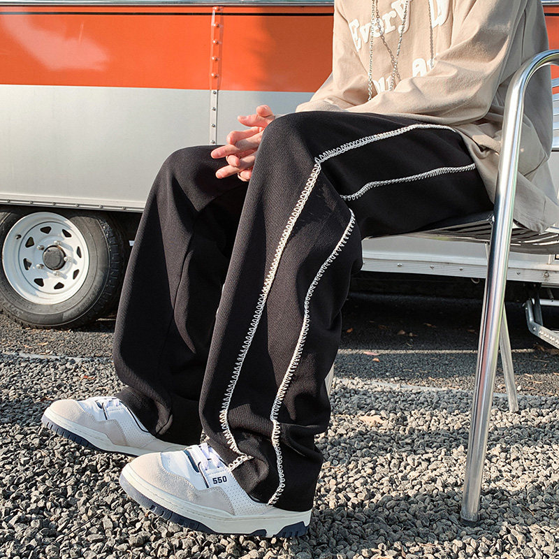 休闲裤男2023夏季潮宽松阔腿裤设计感百搭卫裤k0063p35,男装休闲裤,星座204-6