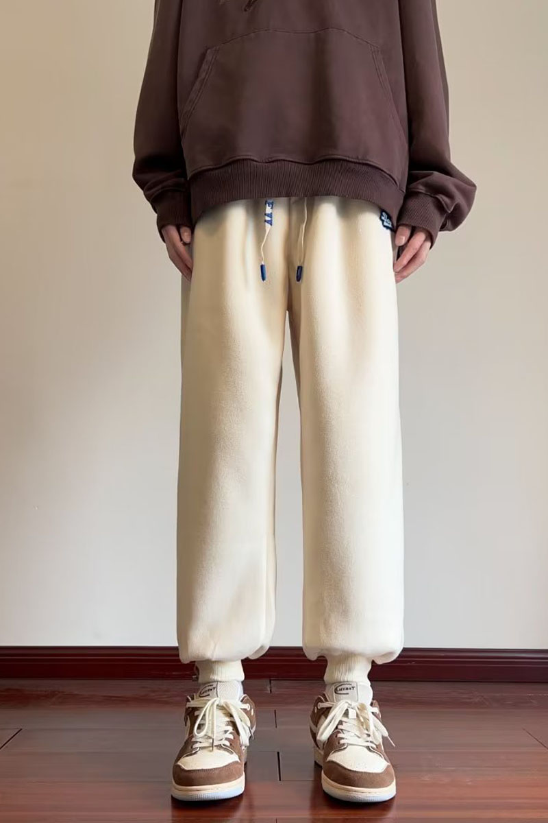 加绒加厚休闲裤男女秋冬束脚运动裤纯色潮流宽松长裤hk950p50,男装休闲裤,星座204-6