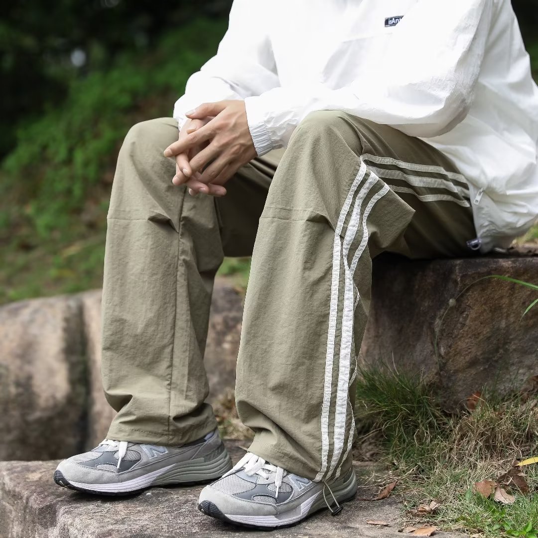 三条杠冰丝速干伞兵裤男秋季薄款宽松直筒休闲运动裤k2093p40,男装休闲裤,星座204-6