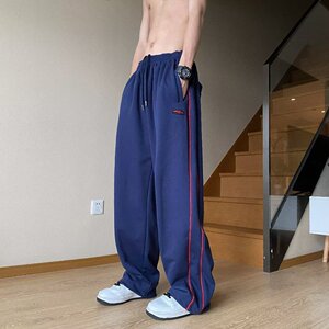 2024春季慵懒文艺流行原宿阔腿裤百搭简约潮流休闲裤男k9519 p45图片
