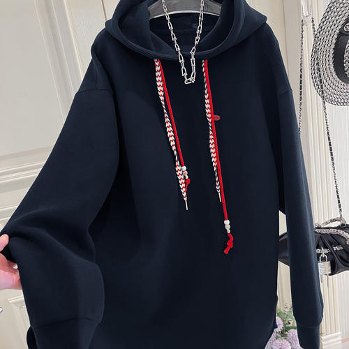 宽松休闲中长款加绒连帽卫衣