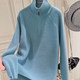 慵懒风插肩袖 淡蓝色100%全羊毛衫 女冬款 X2时尚 立领毛衣毛衫 女E257