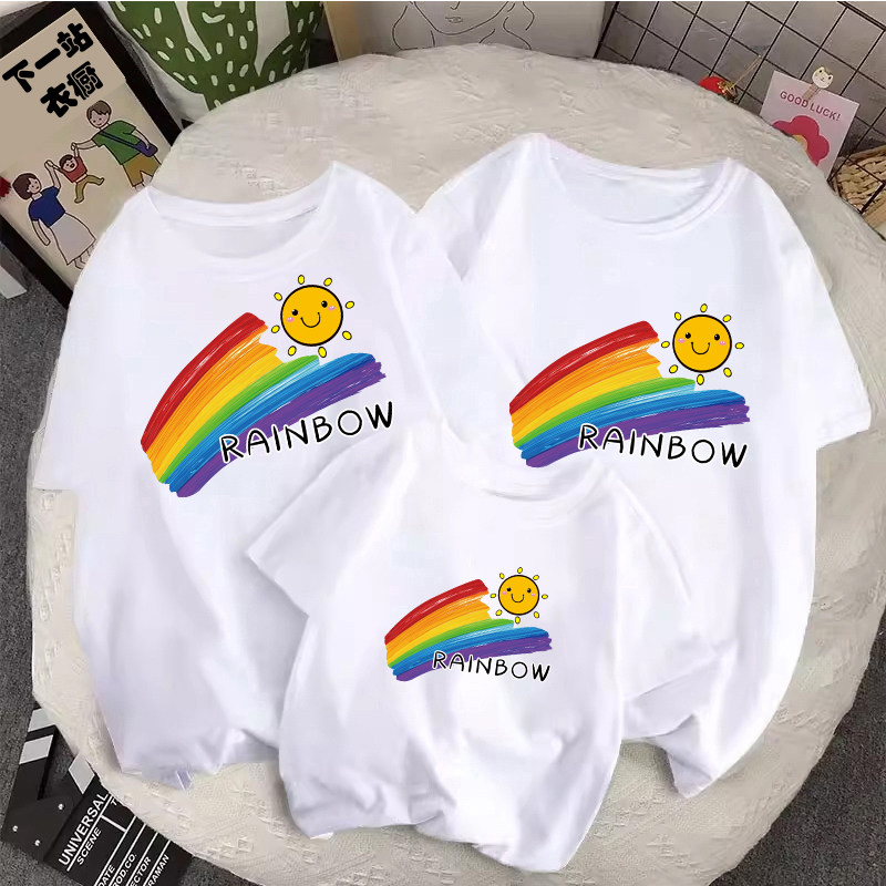 2025亲子装短袖夏装一家三口四口t恤五一六一幼儿园运动会班服装