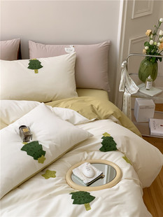 100支新疆棉全棉磨毛四件套纯棉可爱毛巾绣秋冬床单被套床上用品