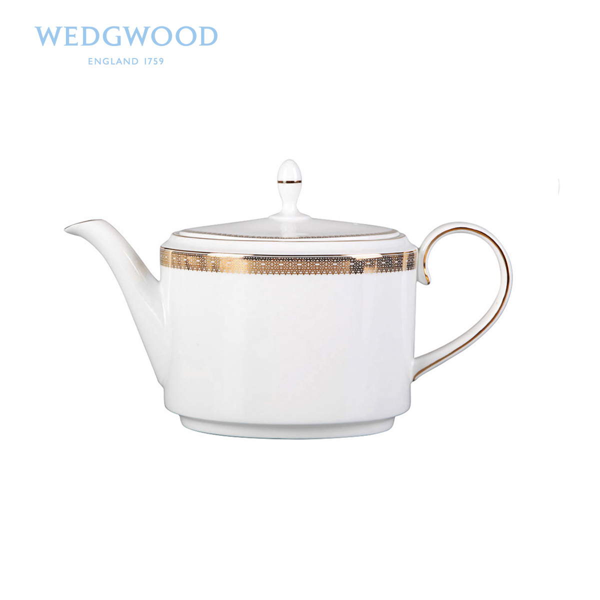 Wedgwood金色蕾丝骨瓷大茶壶