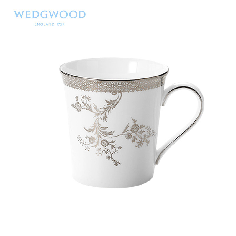 wedgwood威基伍德vera wang王薇薇蕾丝金色银色骨瓷马克杯牛奶杯