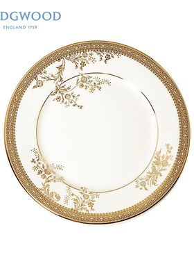 Wedgwood Vera Wang王薇薇金色蕾丝20cm餐盘欧式家用骨瓷点心果盘
