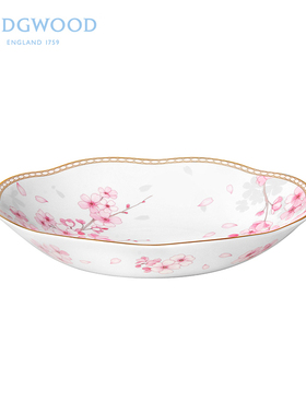 英国Wedgwood Spring Blossom樱花春蕾23cm荷叶边骨瓷深盘