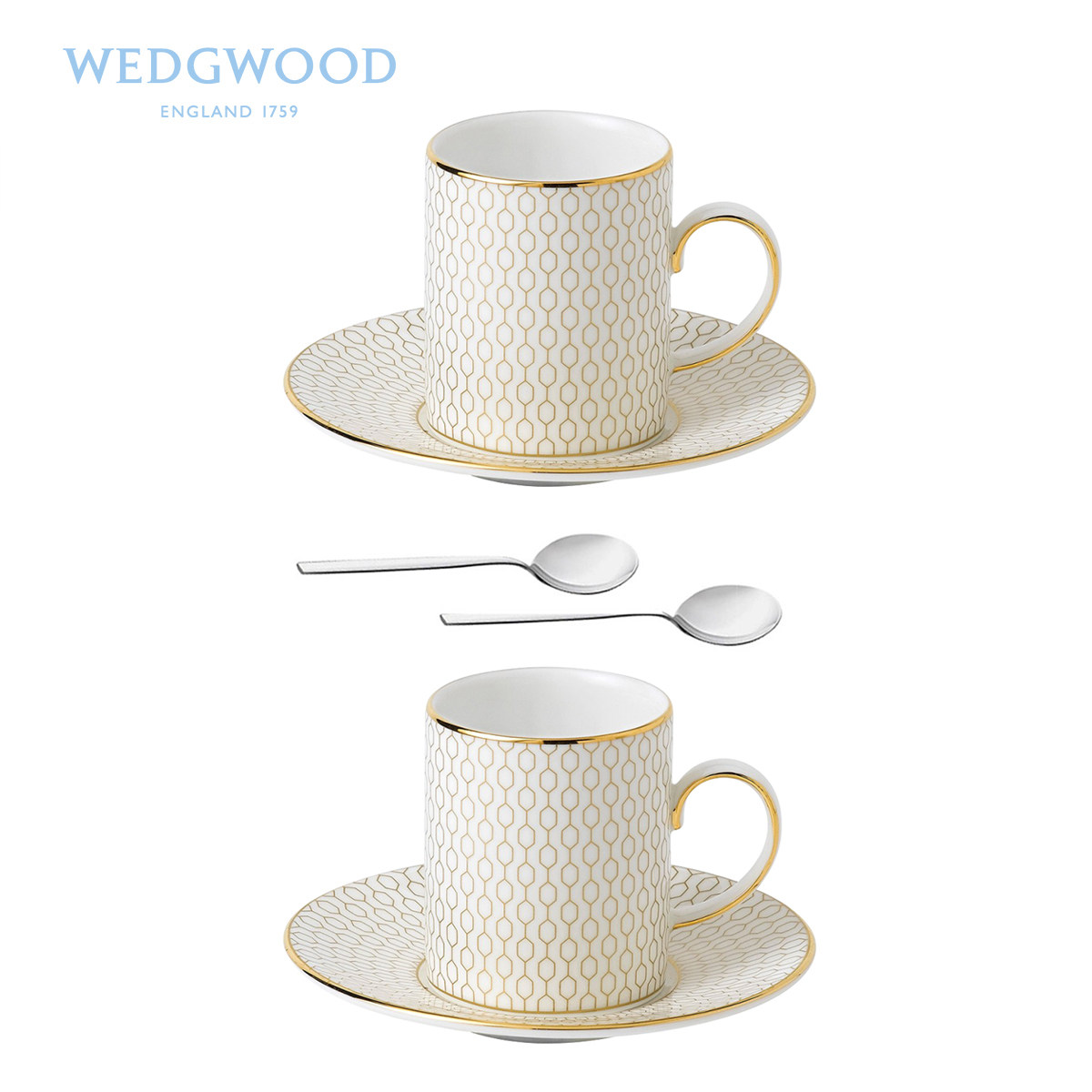 英国Wedgwood 金色几何系列骨瓷80ml精致咖啡杯碟 小容量杯碟