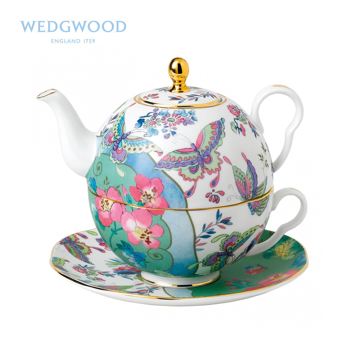 玮致花间舞蝶悦享壶套装咖啡杯碟