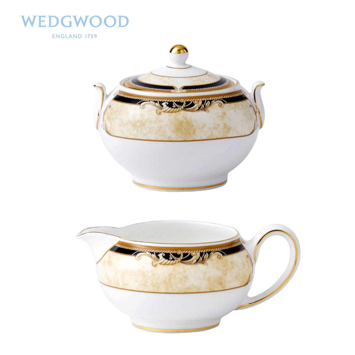 英国Wedgwood威基伍德丰饶之角骨瓷糖缸奶罐套装欧式下午茶咖啡具