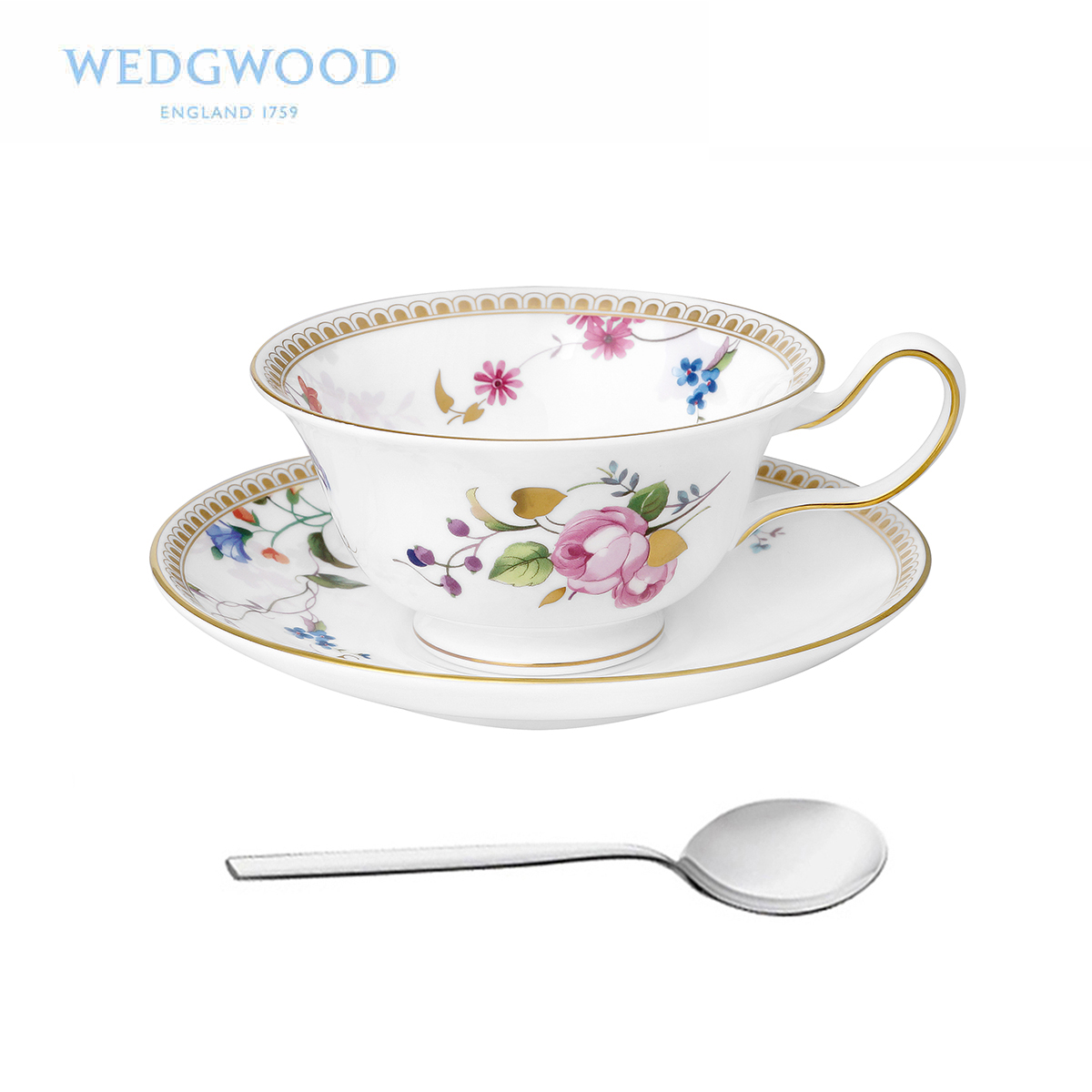 礼盒装英国Wedgwood金色玫瑰骨瓷杯碟勺茶具套装咖啡杯婚庆闺蜜礼 餐饮具 茶杯 原图主图