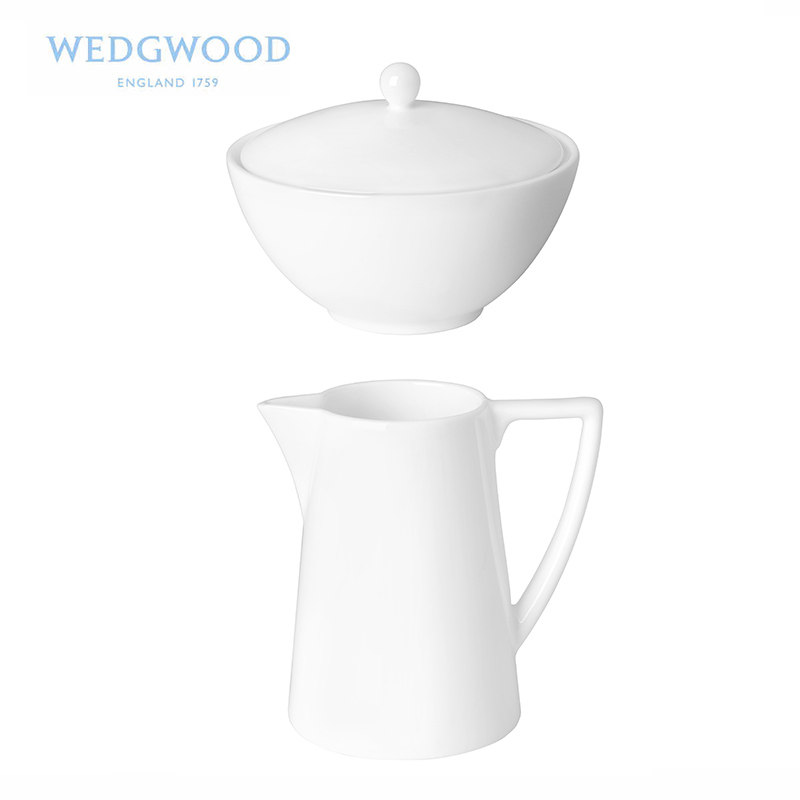 Wedgwood Jasper Conran White骨瓷糖缸奶罐 咖啡具套装