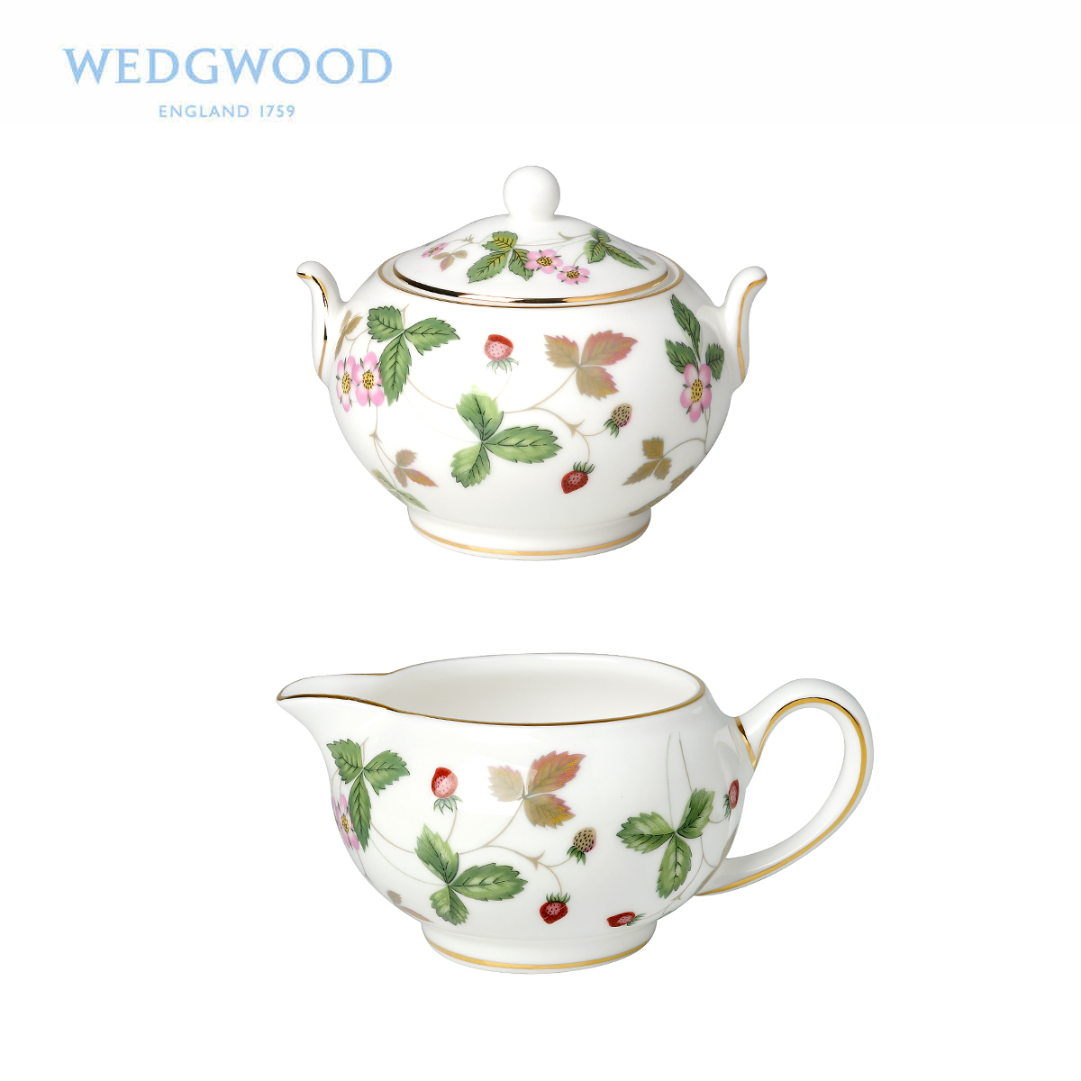 Wedgwood野草莓骨瓷糖缸奶罐套装
